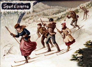 Skiers. Chromo., late 19th century