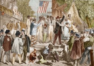 Slave sale in Richmond, United States in 1864. by Unknown artist