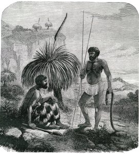 Snake Hunters in Australia (Engraving 1868) by Unknown artist