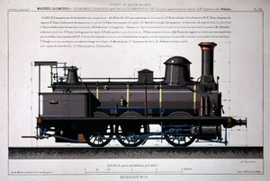 Steam locomotive - drawing in the wash by Unknown artist