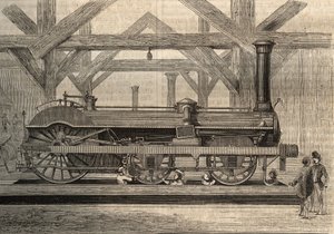 Steam Locomotive Model, Crampton System Named Thomas Russell Crampton. Engraving from 1856 by Unknown artist