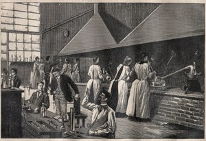 Students and professors in the practical laboratory of the Conservatoire des Arts et Metiers of Paris by Unknown artist