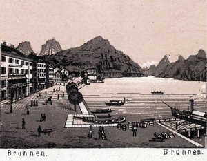 Switzerland: View of the City of Brunnen. in “The World Illustrates 168 Views” Undated (late 19th century) by Unknown artist