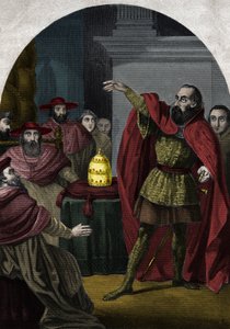 The Antipope John XXIII (1410-1415) (Baldassarre Cossa) was proclaimed sovereign pontiff by the Council of Pisa in 1410. Engraving from 1842 in 