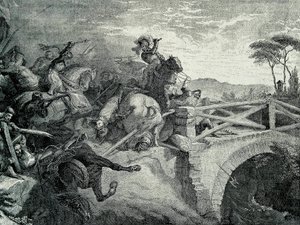 The Battle of Garigliano between French and Spanish during the Third Italian War, 29 December 1503: Gonzalo Fernandez De Cordoba called El Gran Capitan by Unknown artist
