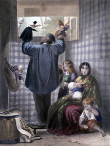 The Cat Comedy - Puppet Showman and his family. by Unknown artist