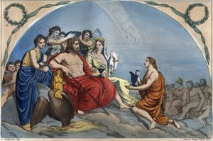 The Council of the Gods: Zeus on Olympus Surrounds Divinities - Engraving from 