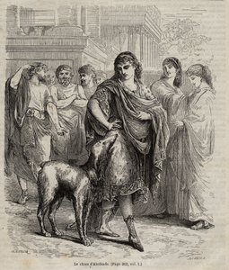 The Dog of Alcibiades - engraving from 1864 by Unknown artist