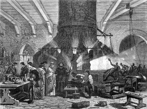 The Doge of Venice visiting the glassworks of Murano - in Wonders of Industry by Louis Figuier by Unknown artist