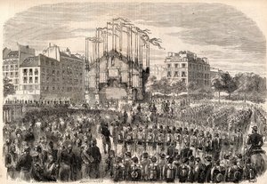 The Fetes at Paris, Entry of the Army of Italy into Paris, Triumphal Arch at the Place de la Bastille, representing the Front of Milan Cathedral - Return of the troops after the Risorgimento, Paris by Unknown artist