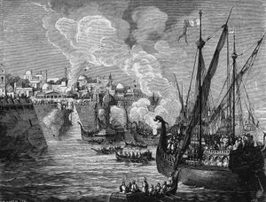 The Greek fire used by the besiegers and the besieged at the siege of Constantinople by Muhammad II in 1453. In 