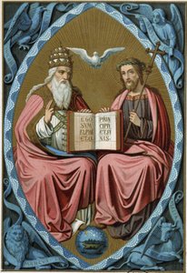 The Holy Trinity - chromolithograph 19th century, after a 15th century document by Unknown artist