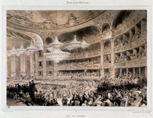 The Opera Ball in Paris. Engraving of the 19th century by Unknown artist