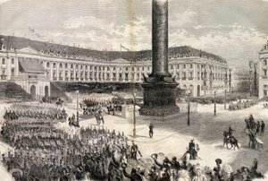 The Paris Fetes, the Army of Italy defiling before the Emperor at the Place Vendome - War of Italy - Return of the troops, Place Vendome, Paris, greetings by Napoleon III