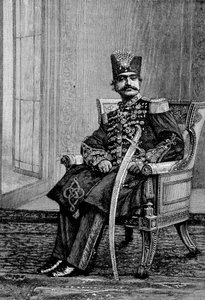 The Shah of Persia, Nassr-ed-din (Nasser-ed-din), in ceremonial costume