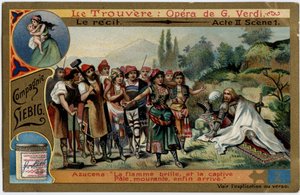 The act II scene 1. Illustration for the opera The Find (Il trovatore) by Giuseppe Verdi (1813-1901). Chromolithography Liebig from the end of the 19th century. by Unknown artist