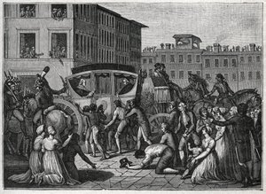 The arrival of Pope Pius VI (Giovanni Angelo Braschi known as Pius VI, PIO 1717-1799) in Grenoble in 1799. Engraving from 1800. by Unknown artist