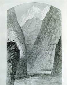The bridge over the Apurimac River, engraving. Peru by Unknown artist
