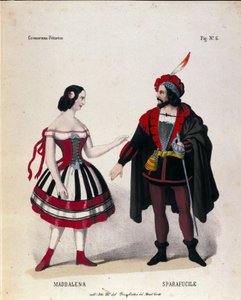 The characters of Maddalena and Sparafucile in Act III of the opera Rigoletto by Giuseppe Verdi by Unknown artist