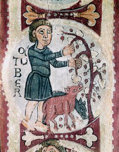 The Cycle of Months: October: The Collection of Acorns (detail) by Unknown artist