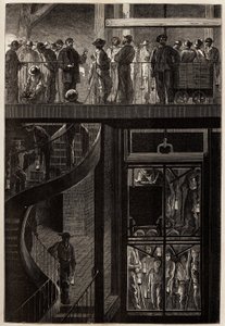 The Descent of Miners into the Underground Galleries of the Creusot Coal Mines by Unknown artist