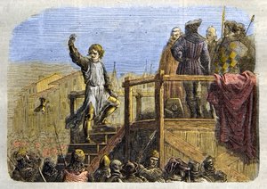 The execution of Conradin (or Conrad of Hohenstaufen) King of Sicily and Duke of Swabia (1252-1268) by order of Charles of Anjou after the battle of Tagliacozzo in 1268
