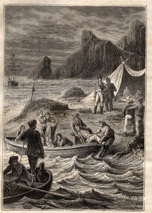 The expedition to the southern lands (1800-1803) by Nicolas Baudin (1754-1803): the sick of scurvy were transported ashore in the Bay of Adventure (Tasmania, Australia) - illustration taken from 