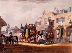 The Horse Relay of a Diligence During a Stop in an Inn by Unknown artist