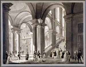 The large staircase of Brera. Aquatint by Giovanni Migliara, about 1820 by Unknown artist