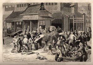 The Main Attraction is Made by the Prodigious Jumper Who Can Jump Through Hoops Mounted on Poles, Intersecting, Which Also Carries a Balanced Jug at Their Point of Intersection; or Cross a Long Cylinder of Bamboo Lattice Laying on Easel, Accompanied by So by Unknown artist
