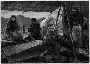 The Manufacture of Carpets by Nomadic Women of Persia. Engraving in the Journal La Jeunesse by Unknown artist