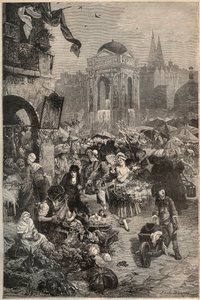 The market and the fountain of the Innocents, Paris in the 18th century - engraving of the 19th century by Unknown artist