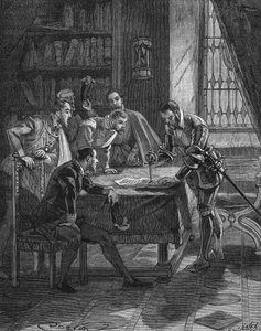 The Marechal of Vieilleville Planting His Dagger in a Patent by Which the King of France Henry II (1519-1559) Gave Him and the Five Lords Present in the Room the Right to the Confiscation of All Loan Sharks and Lutherians of Guienne, Limousin, Quercy and S