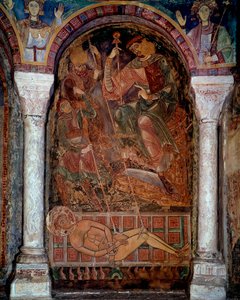 The martyrdom of Saint Laurent died on the grill. Fresco of Berze the city by Unknown artist