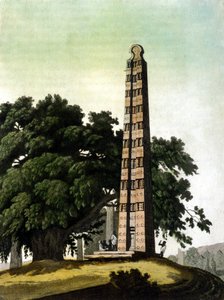 The obelisk of Axum brought to Rome by the Italians in 1937. Il Costume antico e moderno, Jules Ferrario, Milan 1820 by Unknown artist