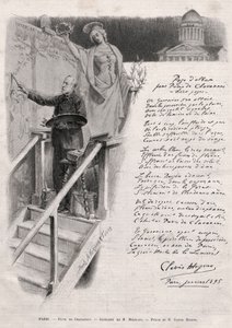 The painter Puvis de Chavannes (1824-1898) occupies painting - allegory by M. Merwart with a poesy by Clovis Hugues