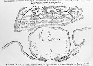 The port of Alexandria. 17th century drawing by Unknown artist