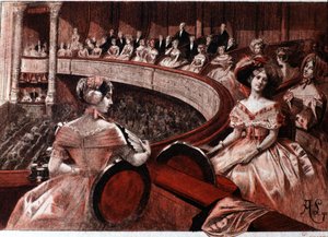 The public in a balcony at the theatre by Unknown artist