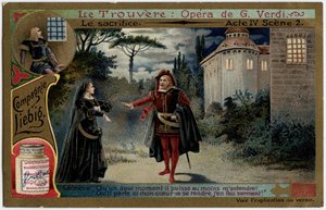 The sacrifice act IV scene 2. Illustration for the opera Il trovatore by Giuseppe Verdi (1813-1901). Chromolithography (Chromo) Liebig from the end of the 19th century. by Unknown artist