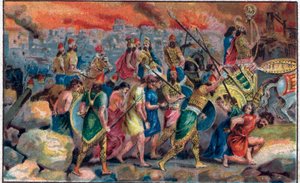 The siege of Jerusalem by Nebuchadnezzar II in 586 BC and the destruction of the city and temple by Unknown artist