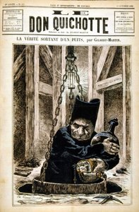 The truth coming out of a well - in Le Don Quixote du 27/10/1882 by Unknown artist