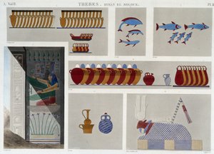 Thebes: Bybân el Molouk. pl 87: Paintings of the 5th tomb of kings to the east, 7th bas-relief from the entrance of the same tomb in 