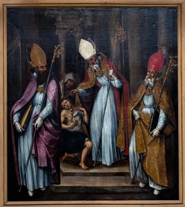 Three Bishops Healing a Possessed Man by Unknown Artist