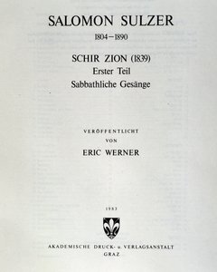 Title page of Schir Zion by Salomon Sulzer