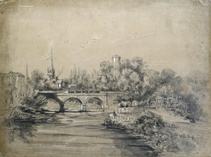 Train Crossing Bridge by Unknown artist