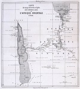 Travel map of Richard Francis Burton, British explorer and Speke to the Great Lakes of East Africa 1857-59 - in Tour du Monde