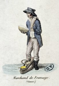 Vienna cheese merchant - engraving by Unknown artist