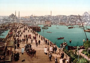 View of Constantinople (Church of St. Sophia (Hagia Sophia) and the bridge)