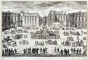 View of Place des Victoires in Paris with the statue of Louis XIV by Unknown artist
