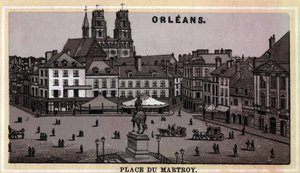View of Place du Martroy in Orleans, Department of Loiret and Centre region, France. Chromolithography of the late 19th century by Unknown artist